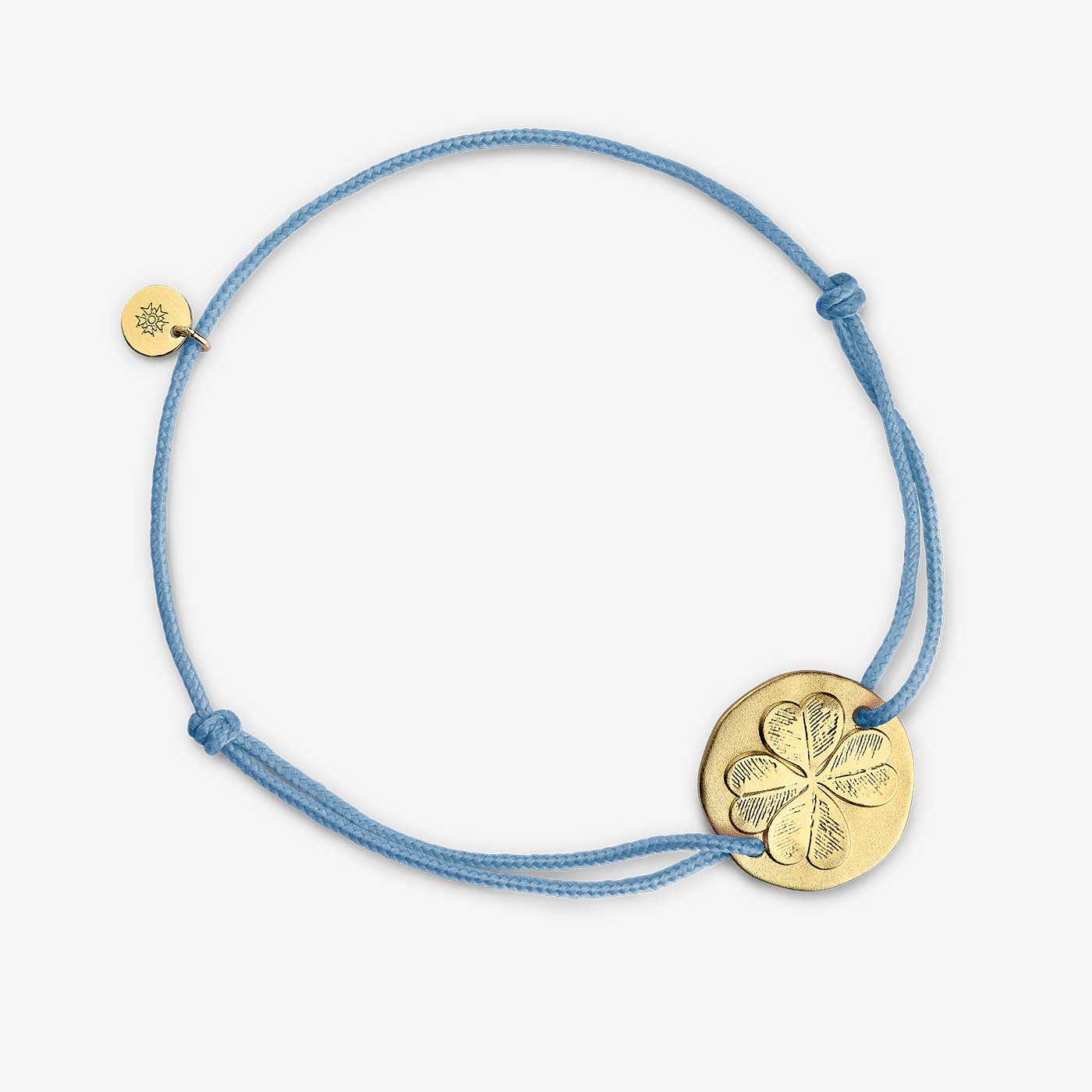 Silver-gilt Clover Cord Bracelet - Sky blue