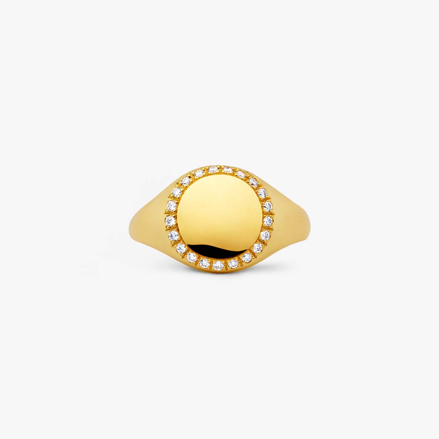 Yellow Gold and Diamond Paved Signet Ring