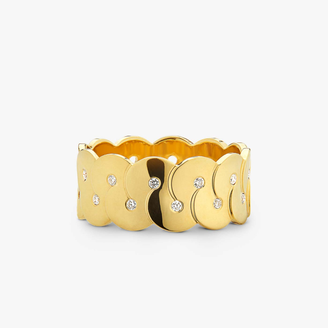 Small Model Yellow Gold and Diamond Enlacé Ring