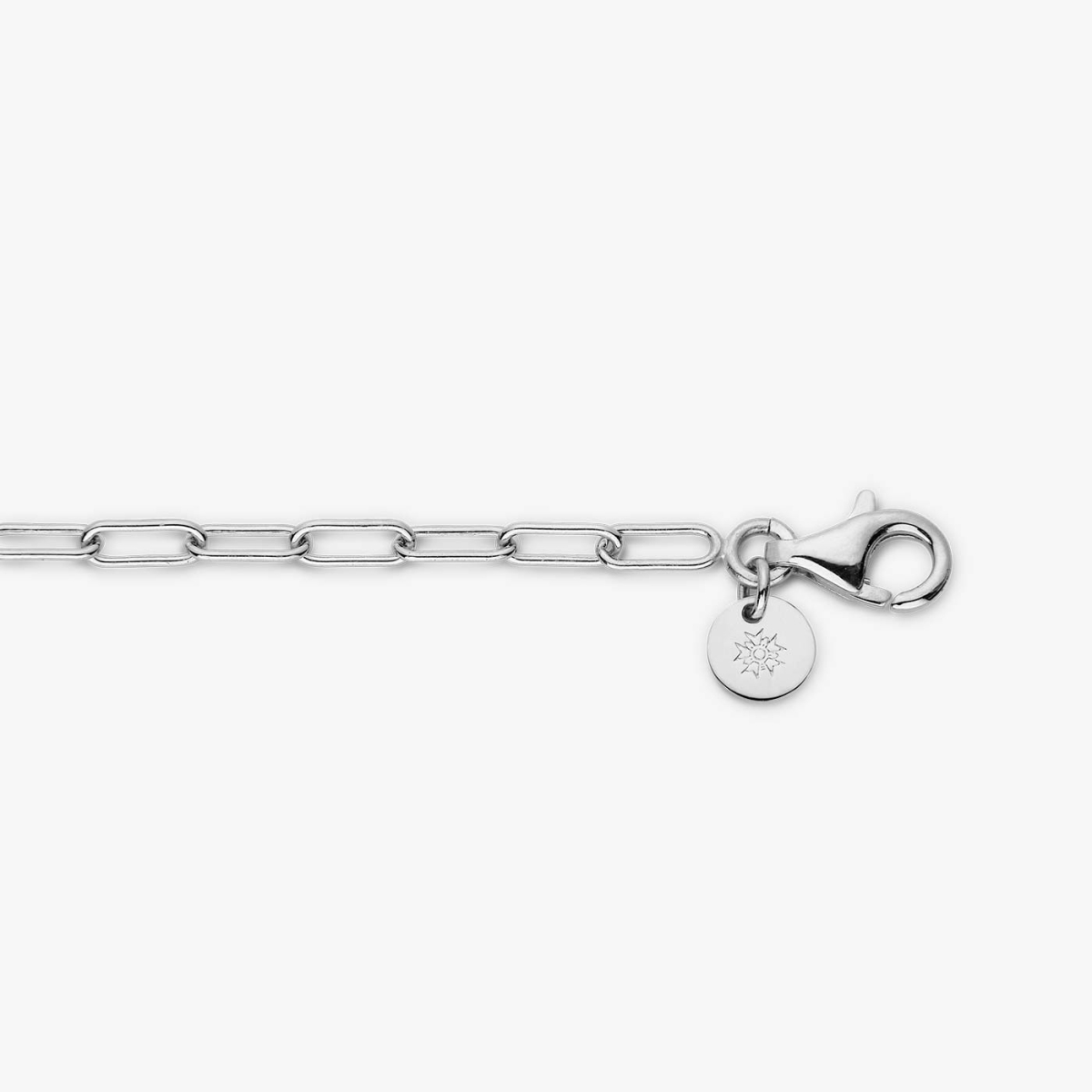 White Gold Chain Bracelet, snap hook view