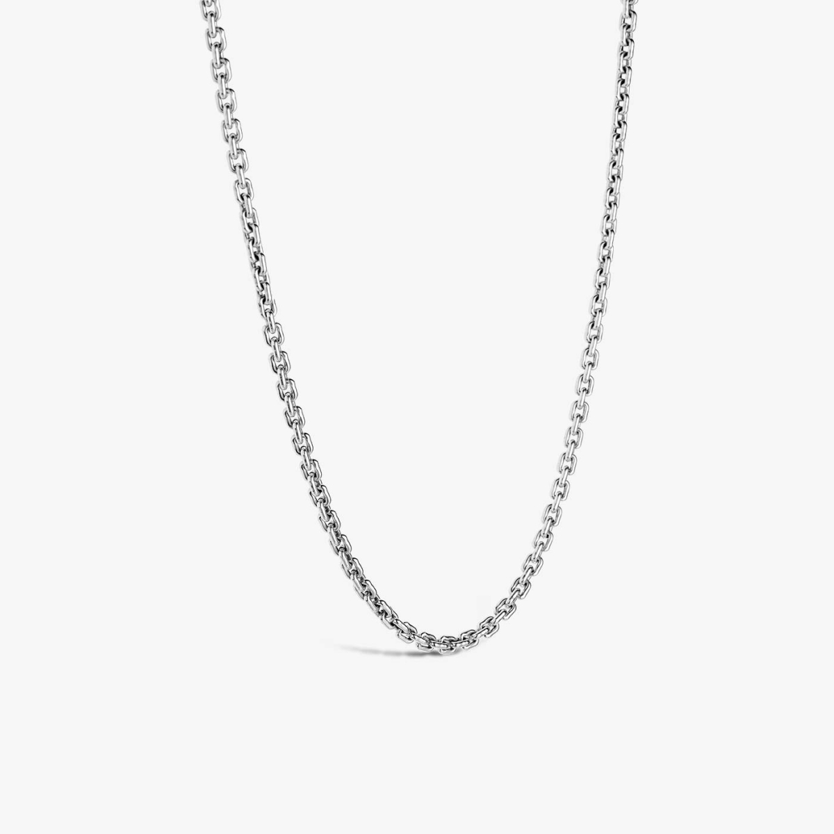 Silver Rectangular Mesh Chain - 55 Cm