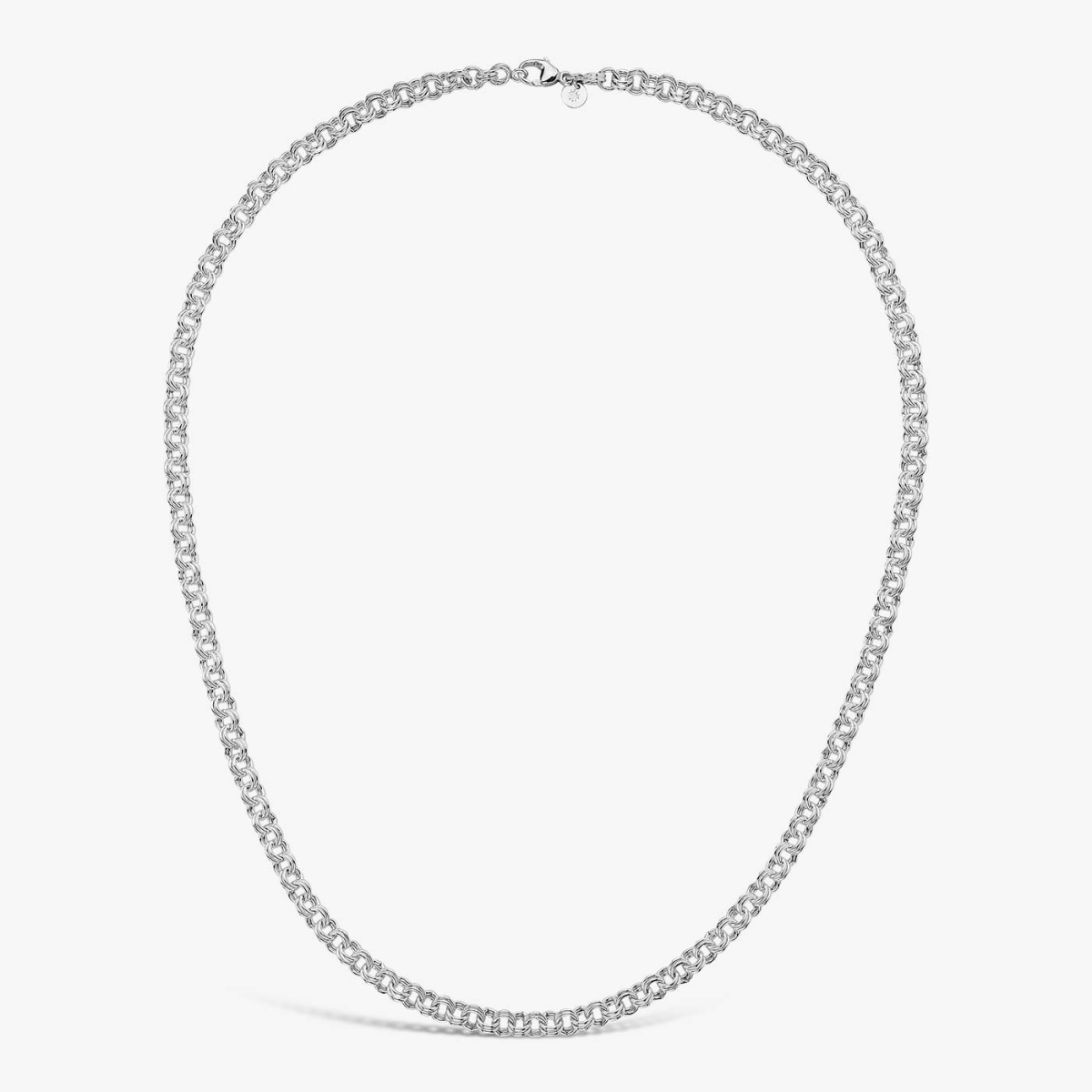 Silver Double Mesh Chain, 55 cm, necklace view