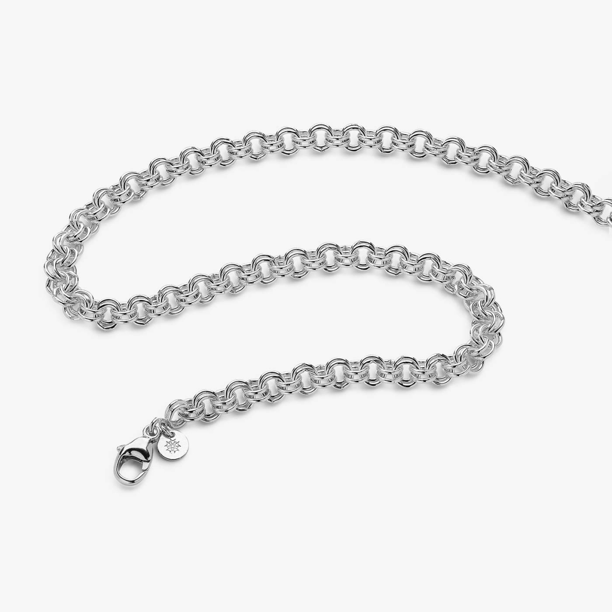 Silver Double Mesh Chain, 55 cm, snap hook view