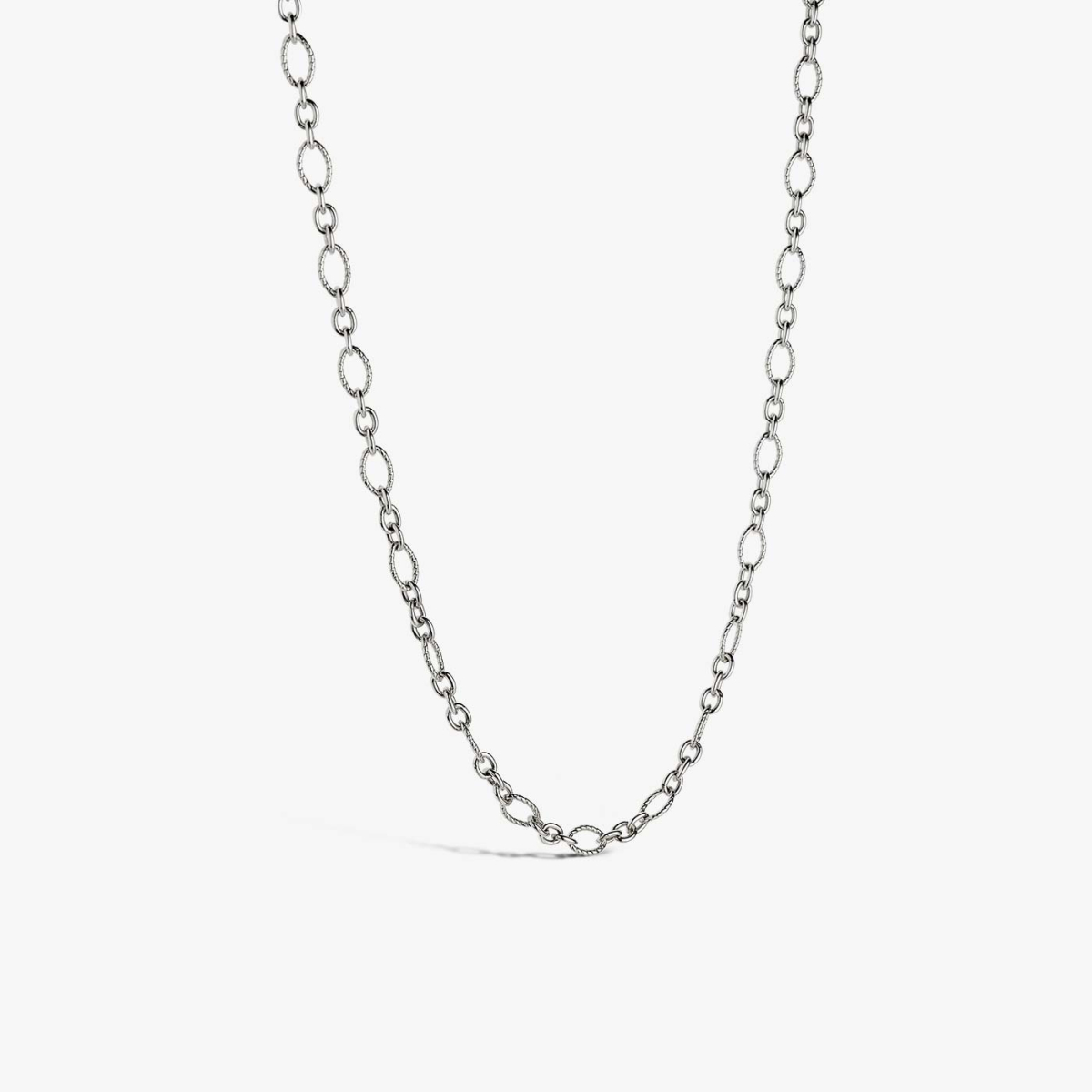 Silver Streaked Oval Mesh Chain, 50 cm