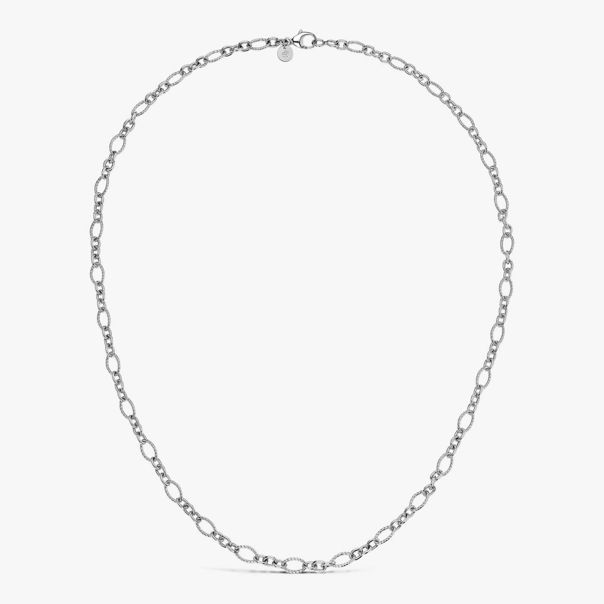 Silver Streaked Oval Mesh Chain, 50 cm, necklace view