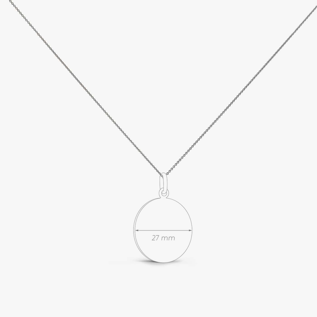 White Gold Round Slave Chain, 80 cm, medal view