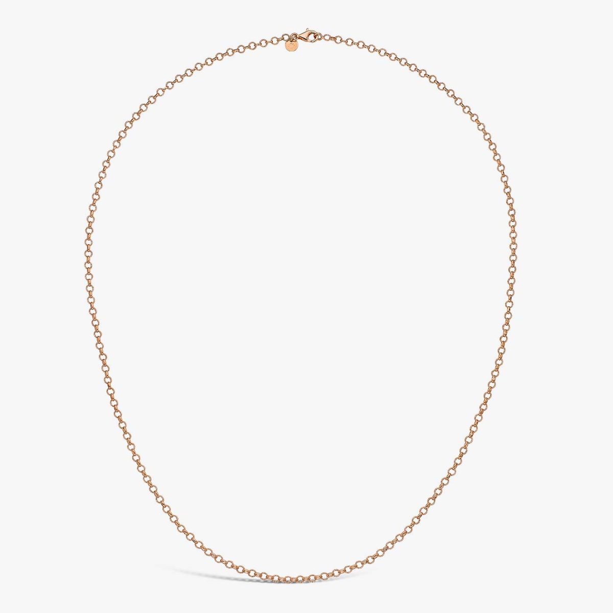 Rose Gold Striated Link Jaseron Chain, 60 Cm, necklace view