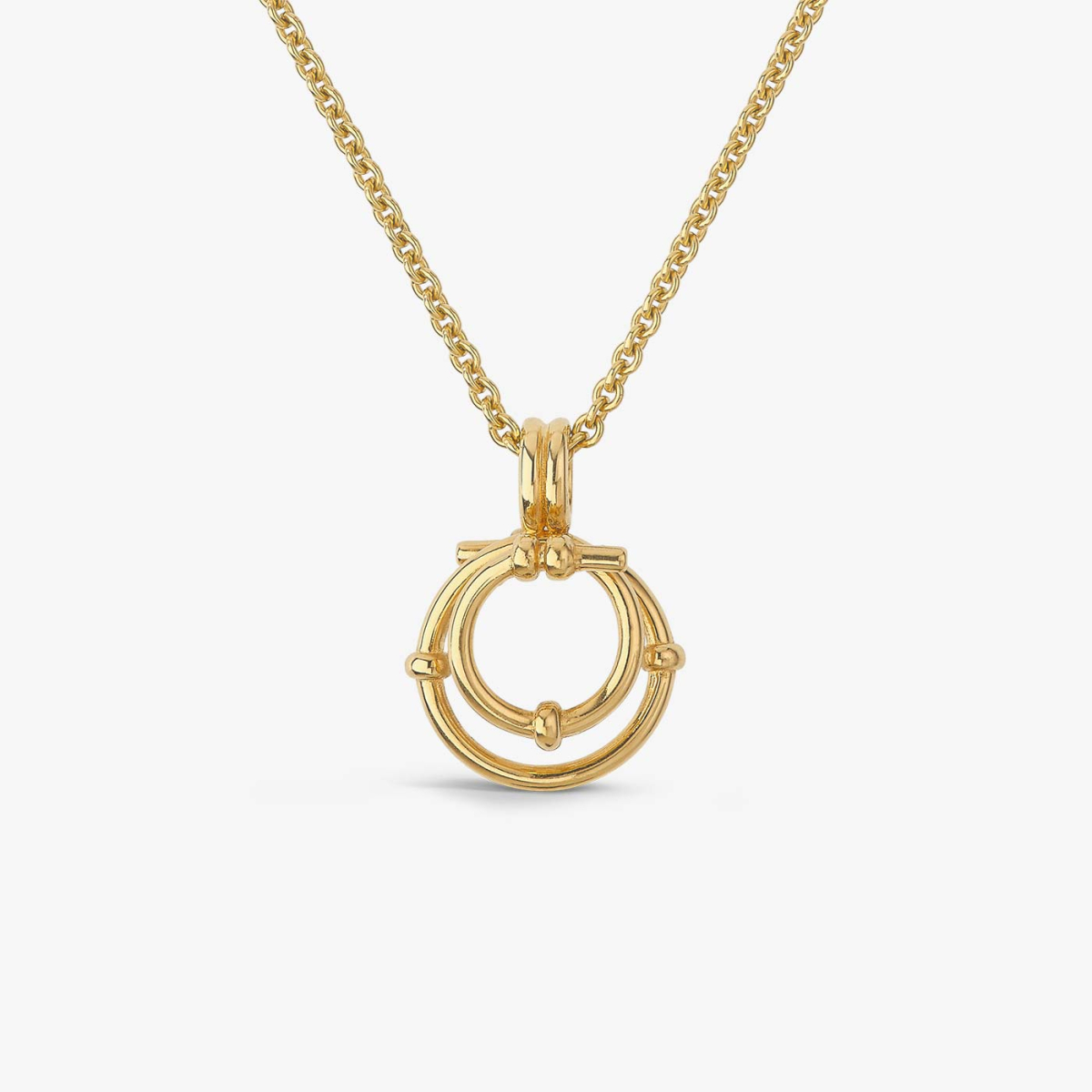 Yellow Gold Star Spiral Necklace, attachment system 