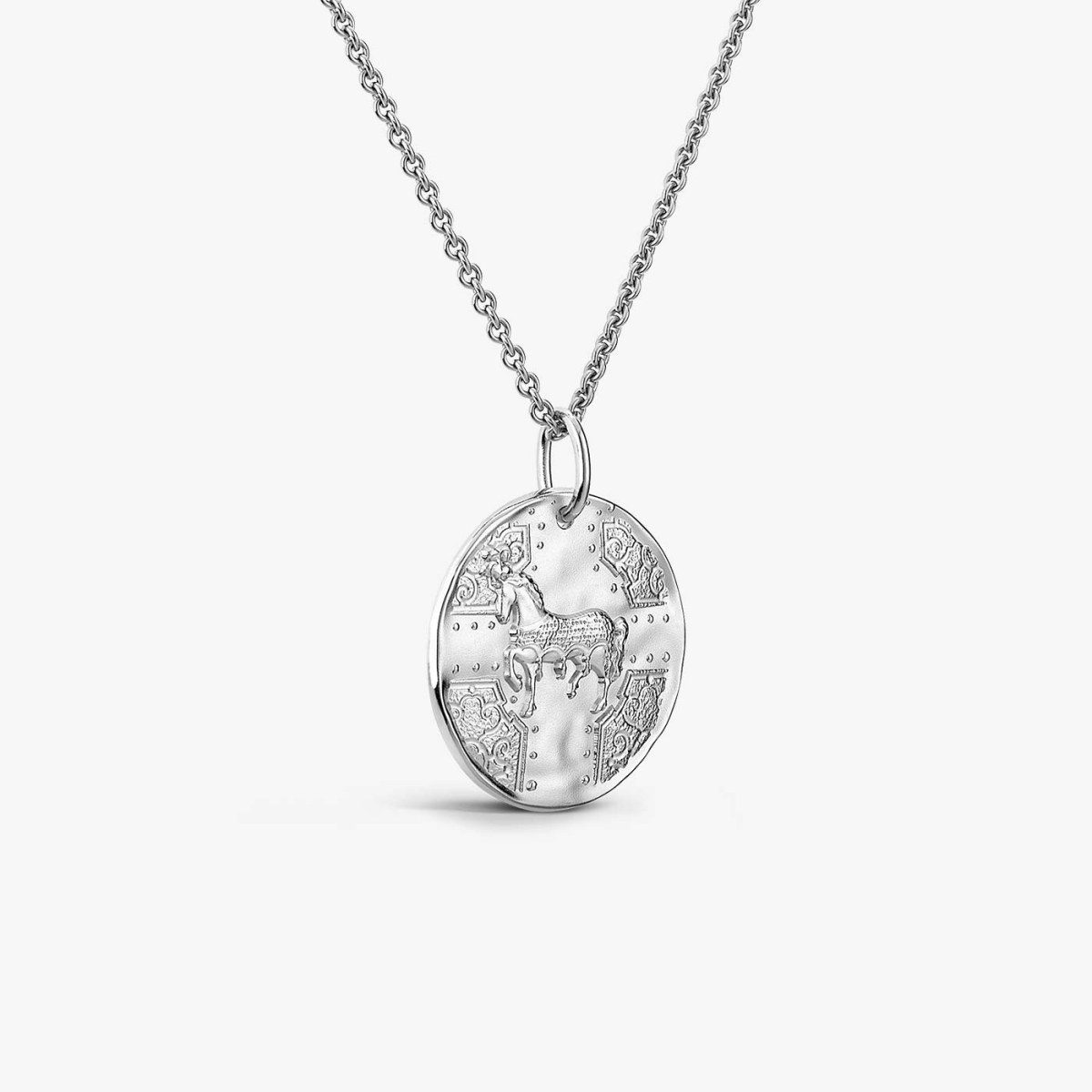 Silver Horse in Majesty Medallion, necklace view