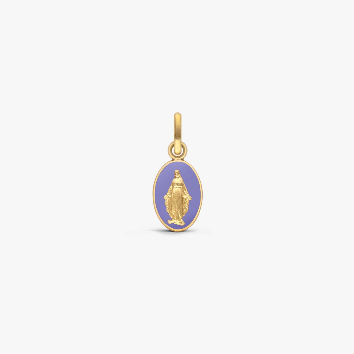 Lilac Miraculous Medal in Yellow Gold