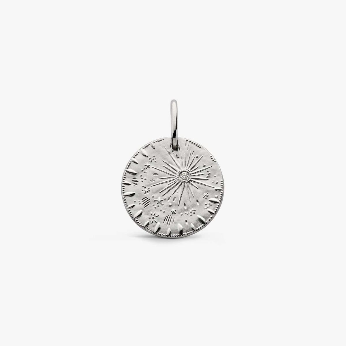 Médaille Pluie D'étoiles en or blanc et diamant, 18mm