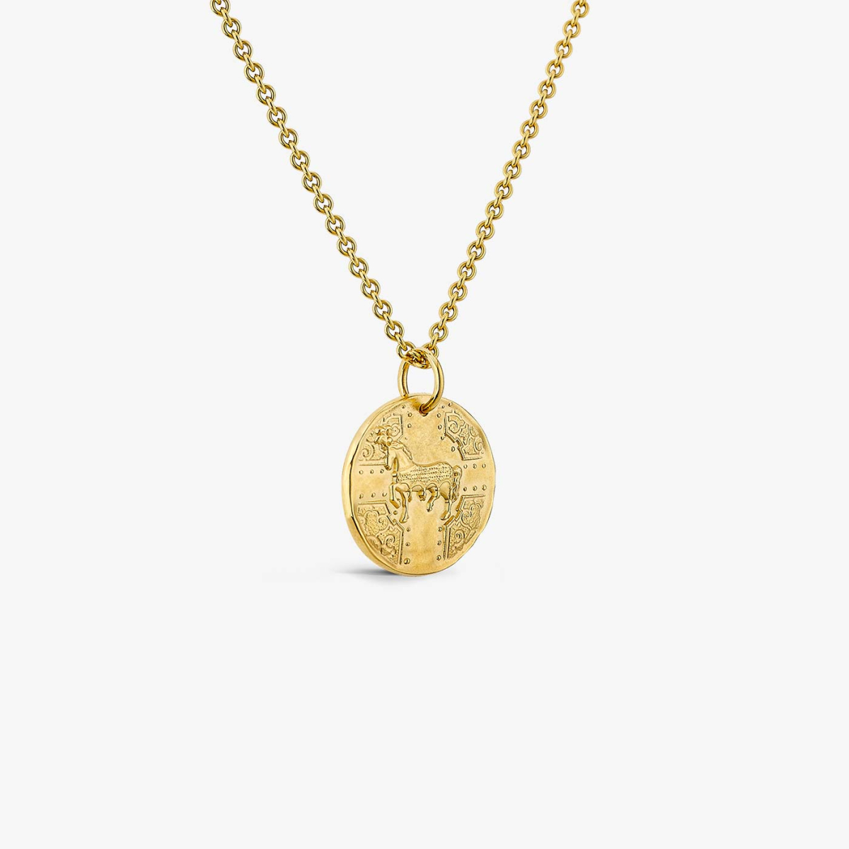 Yellow Gold Horse in Majesty Medallion, necklace view