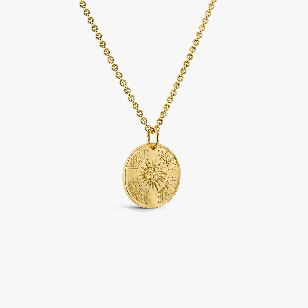 Yellow Gold Le Roi Soleil Medallion, necklace view