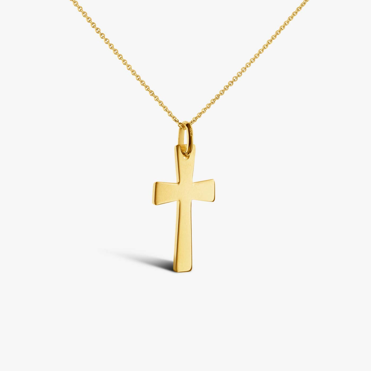 Pendentif Croix Evasée en or jaune, sur chaîne