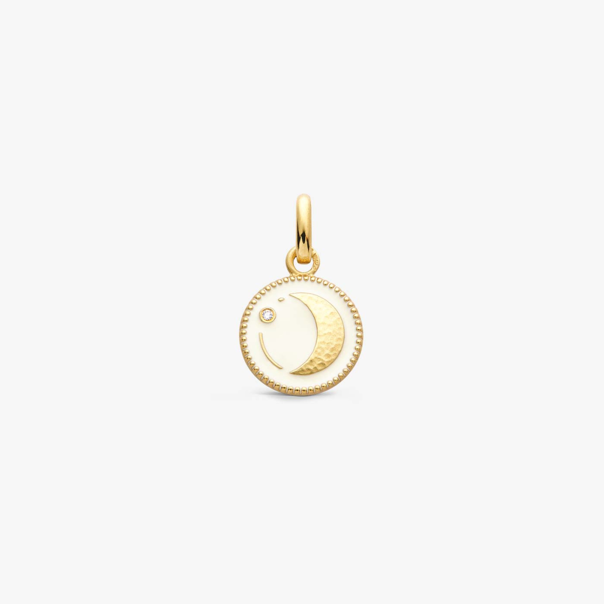 Moon Pendant in Yellow Gold and Diamond - Ivory