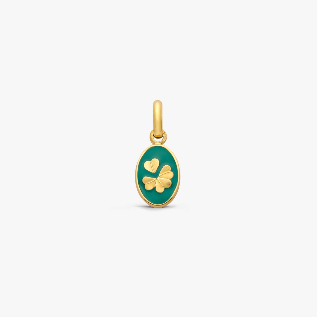 Clover Yellow Gold Pendant - Emerald Green 