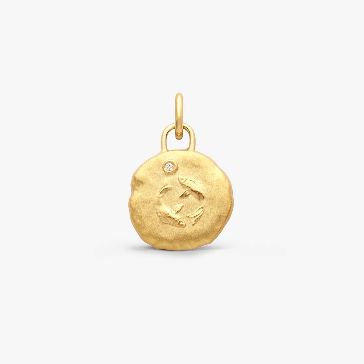 Yellow Gold & Diamond Pisces Astro Medallion