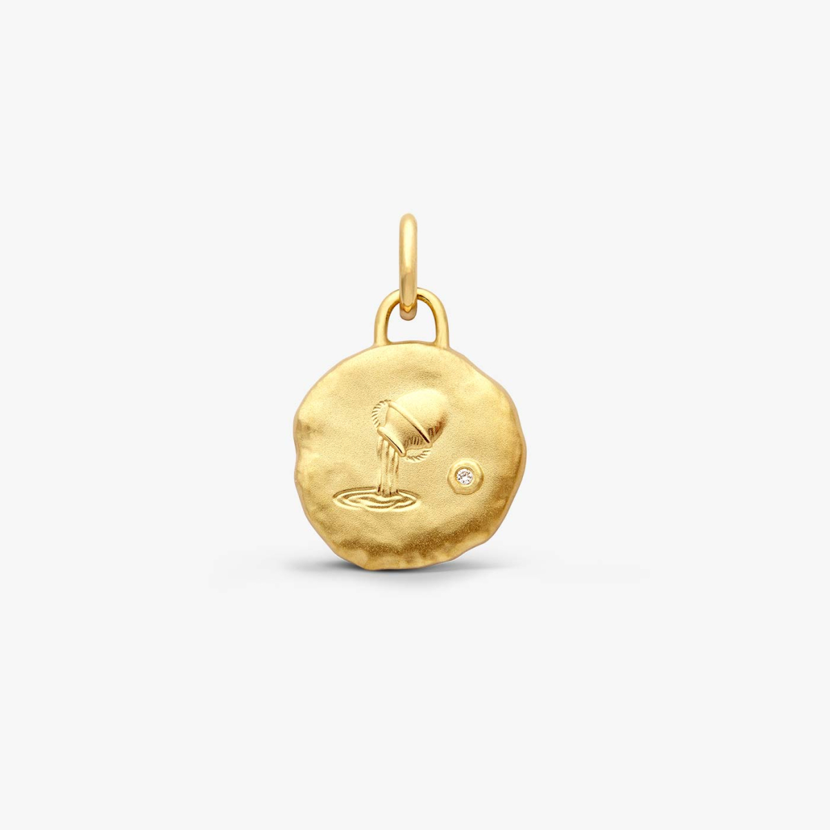 Yellow Gold & Diamond Aquarius Astro Medallion