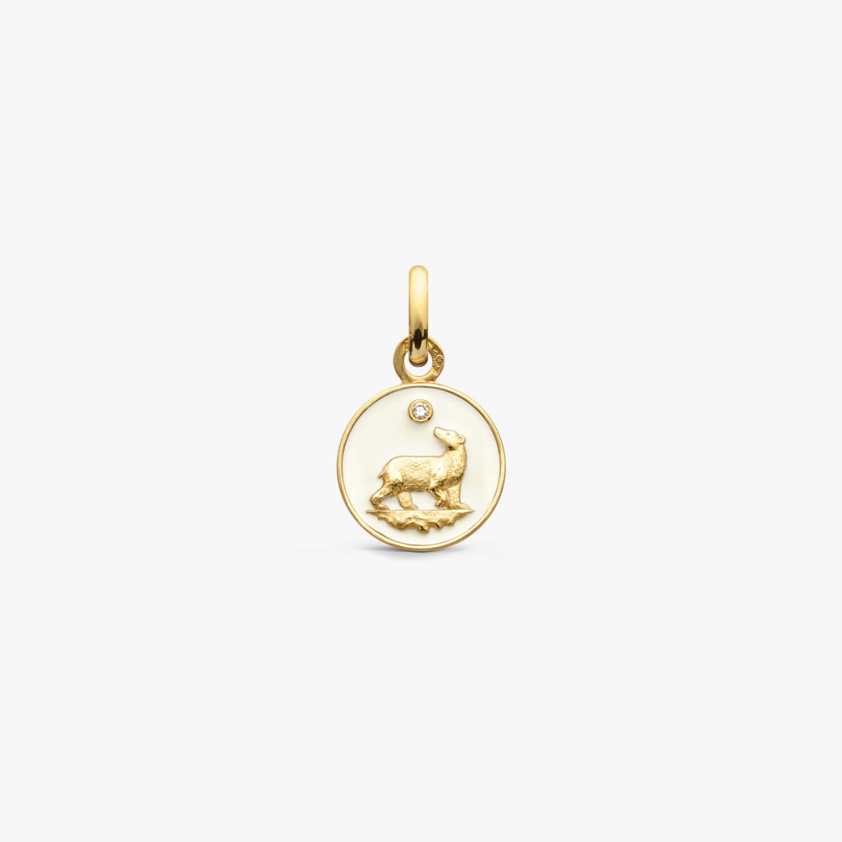 Bear Pendant in Yellow Gold and Diamond - Ivory