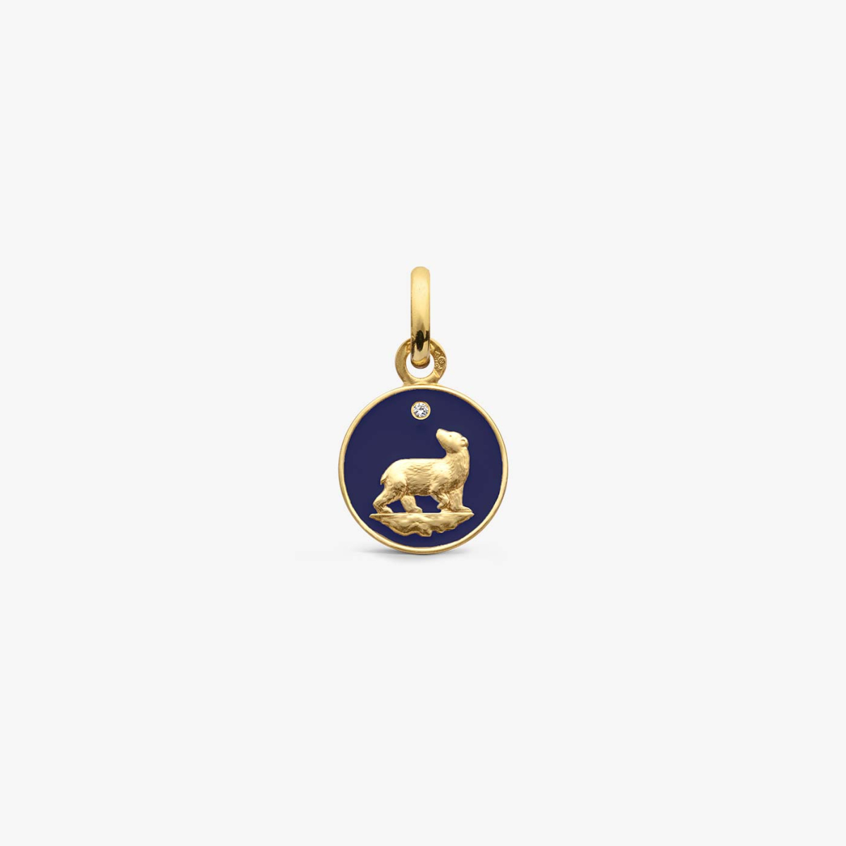 Navy Blue Bear Yellow Gold Pendant