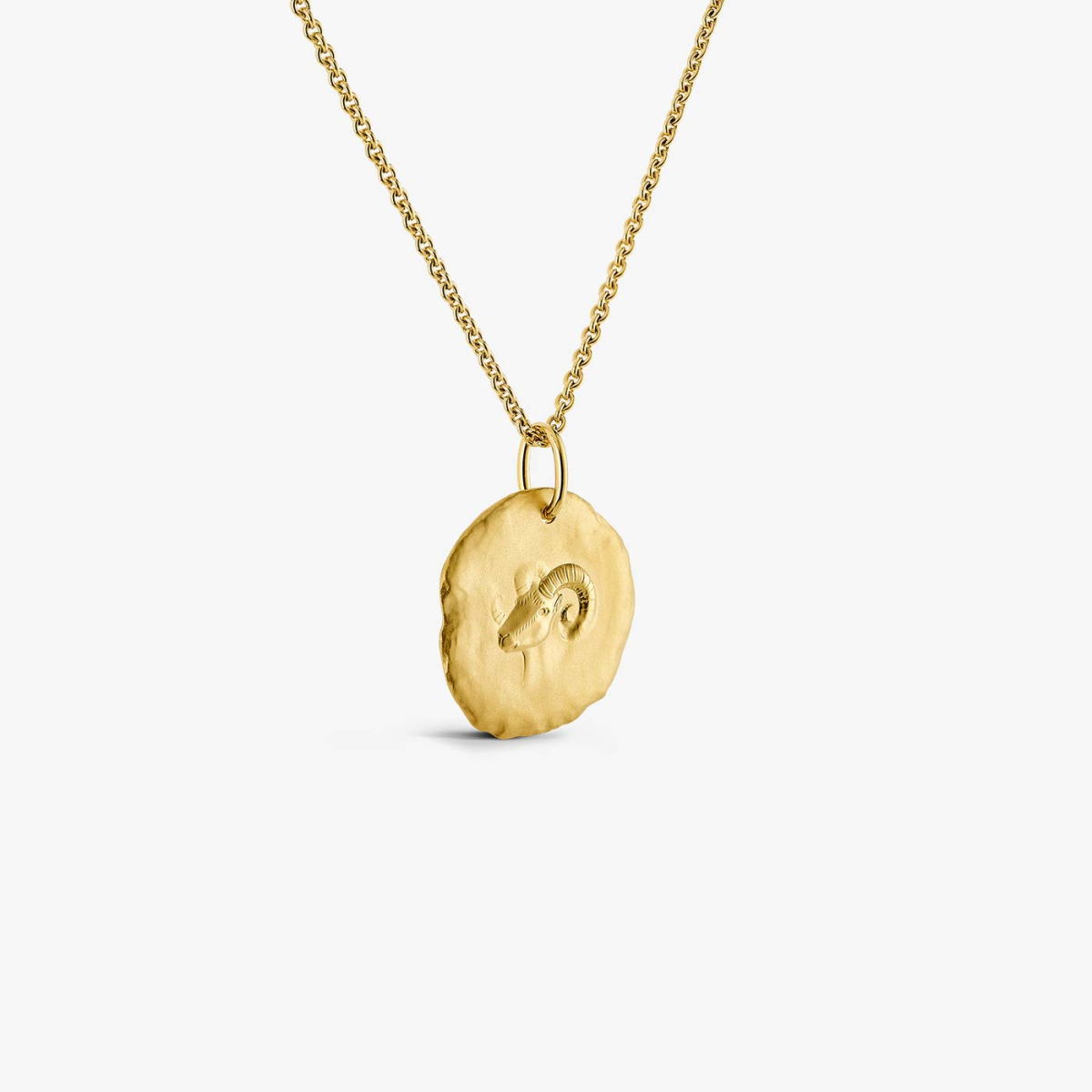 Yellow Gold Astro Aries Medallion, chain view