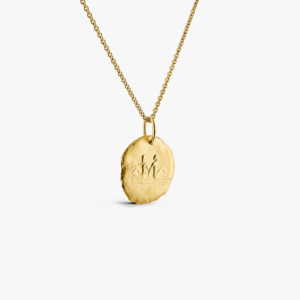 Yellow Gold Astro Gemini Medallion, chain view