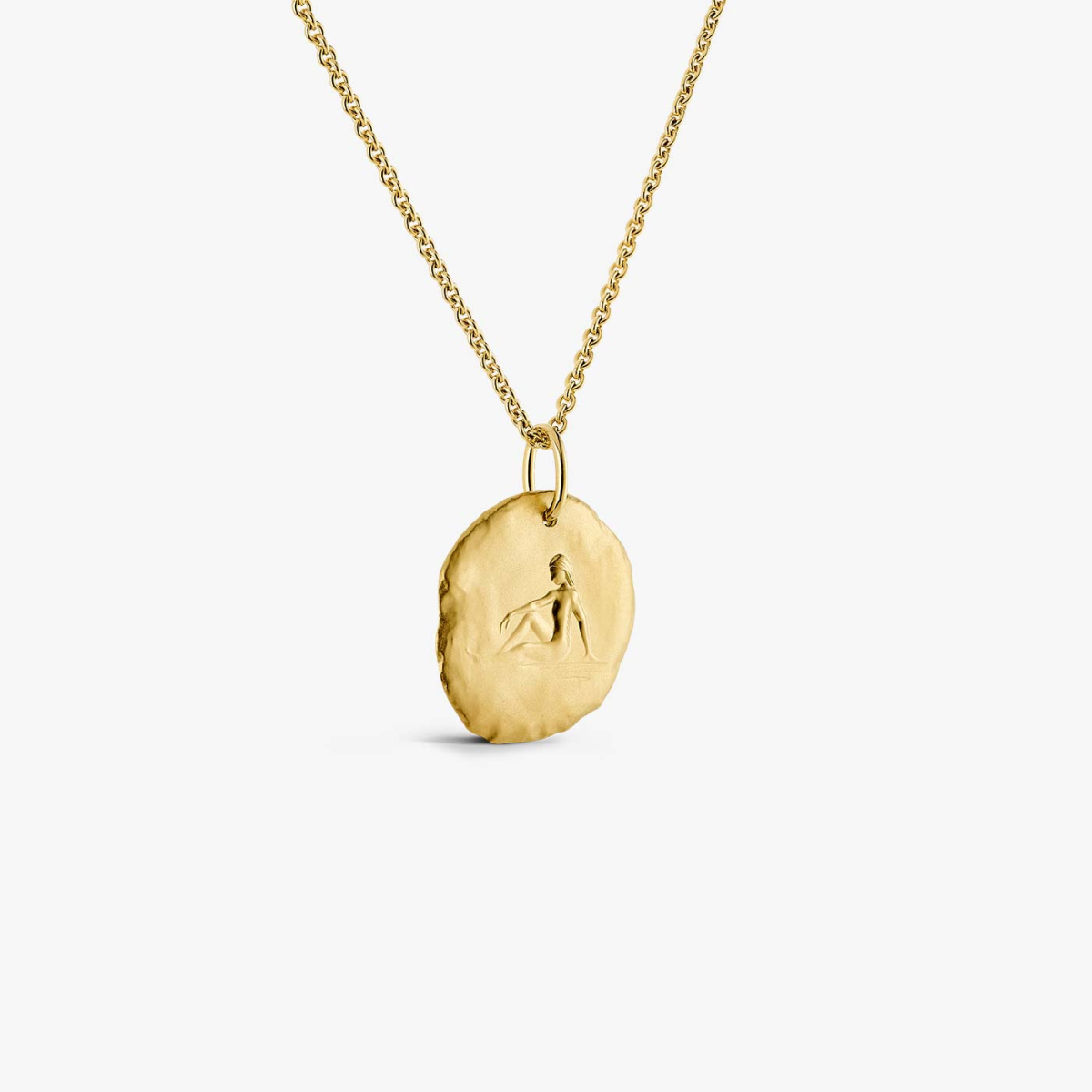 Yellow Gold Astro Virgo Medallion, chain view