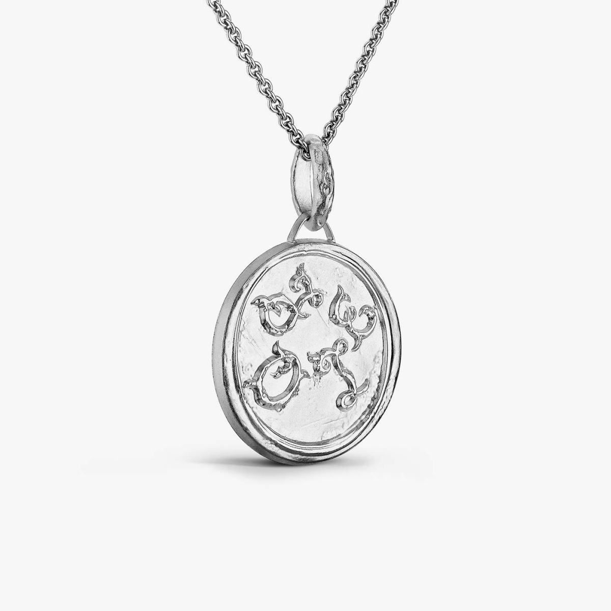 Silver Joy Medallion, necklace view