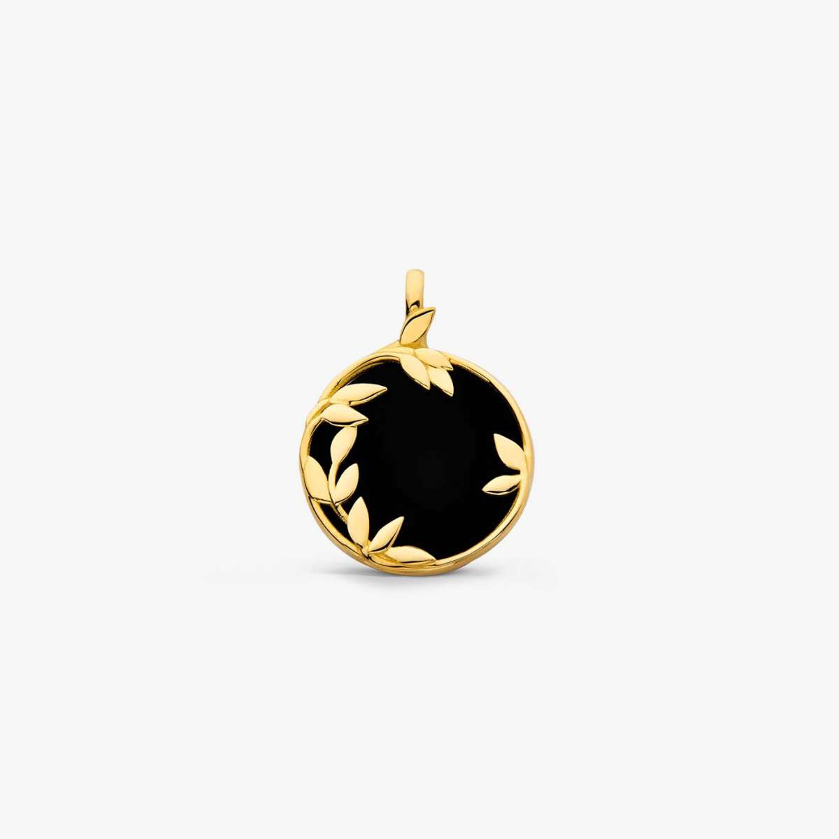 Yellow Gold and Onyx Flora Medallion