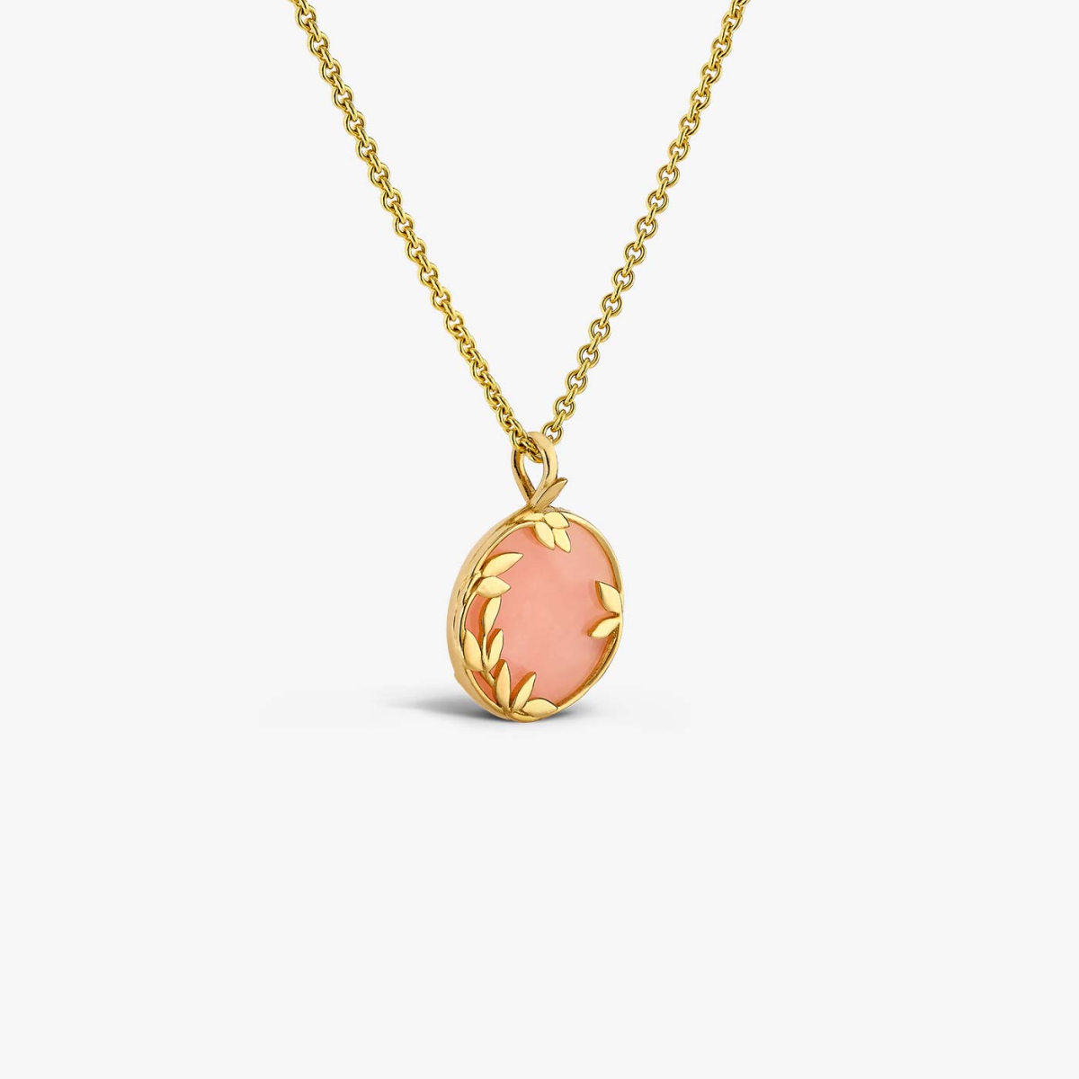 Yellow Gold and Opal Flora Medallion, necklace view