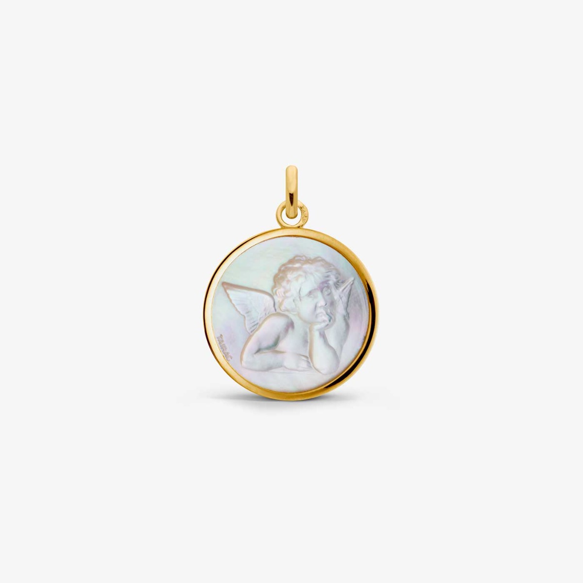 Mother-of-Pearl and White Gold Angel of Raphael Medallion