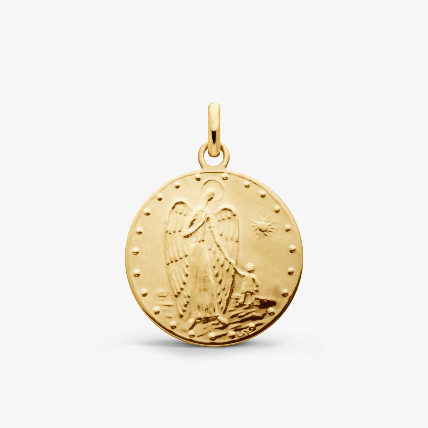 Yellow Gold Guardian Angel Baptism Medal by Lay