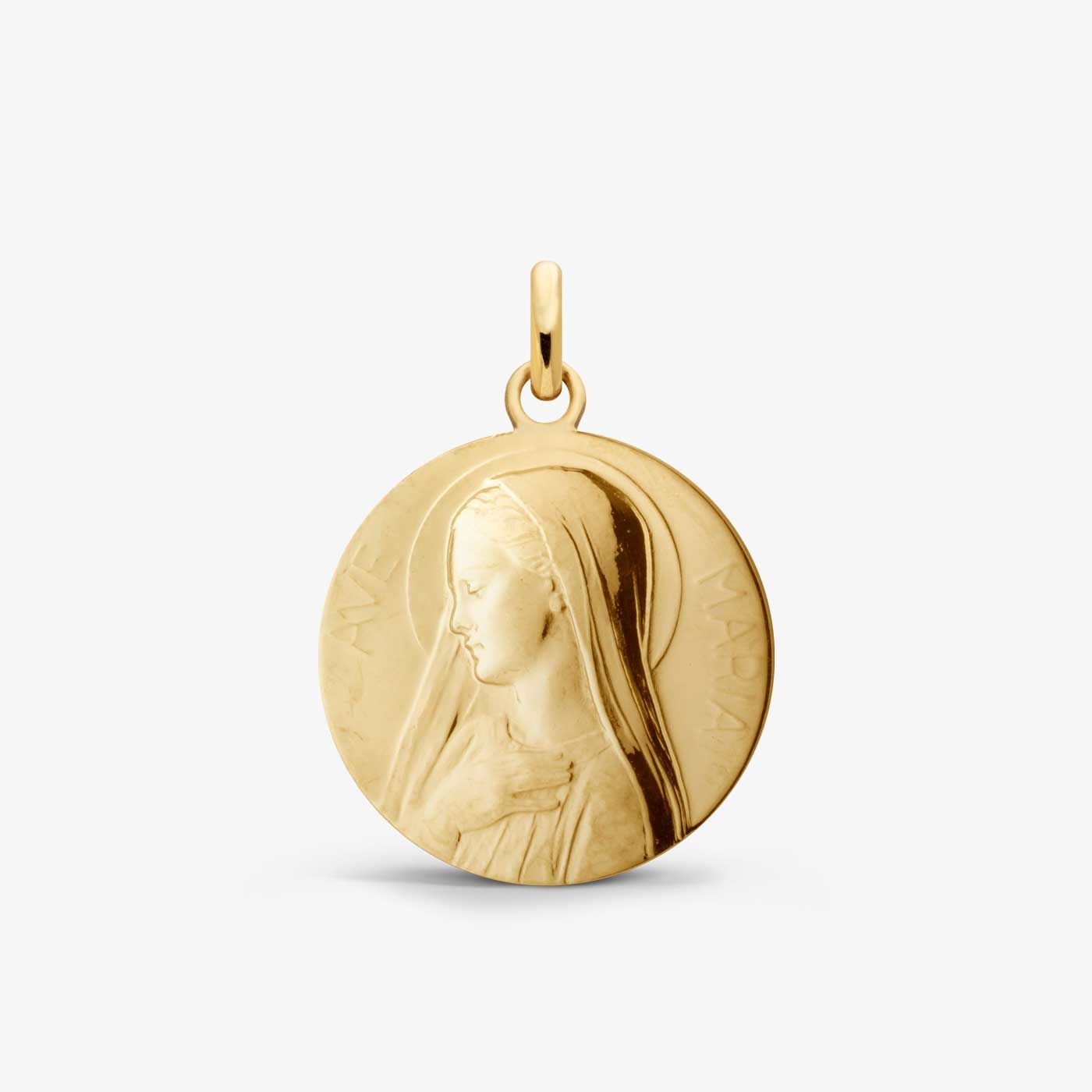 Yellow Gold Ave Maria Baptism Medal