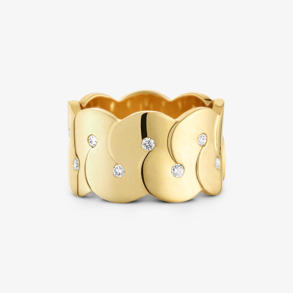 Large Model Yellow Gold and Diamond Enlacé Ring